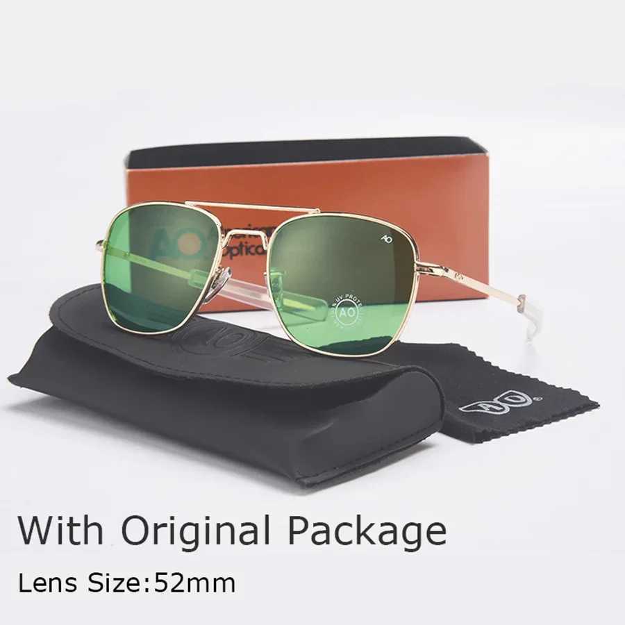 Fashion Classical Aviation Sunglasses Men AO Sun Glasses For Male American Army Military Glass Lens OculosT251024