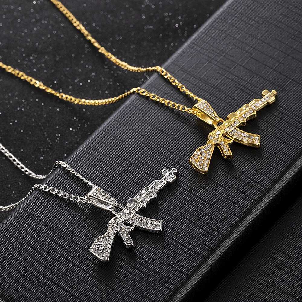 Fashion Necklace Machine Gun Assault Rifle AK47 Pendants Short Long Women Men Colar Gift Jewelry ChokerXJ251024
