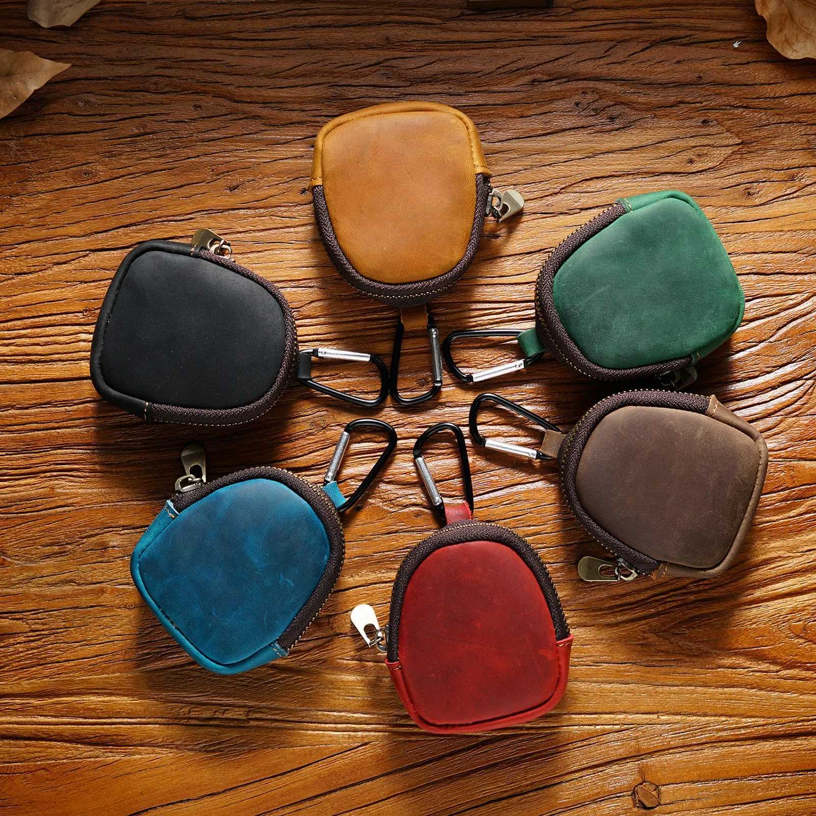 Genuine Leather Small Coin Purse Mini Change Pouch Earphone Bag Keys Holder Case with Zipper Closure for Women Men Z251023