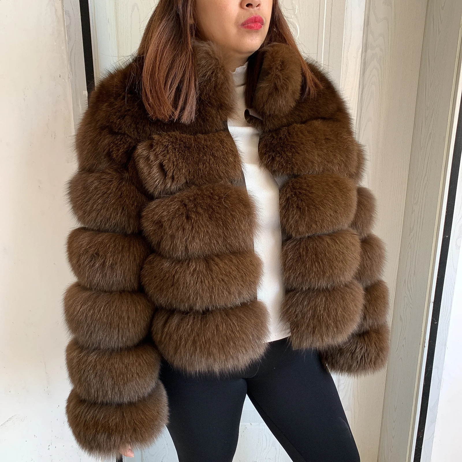 Women Real Fur Coat Womens Winter Warm Natural Jacket with Stand Neck n Fashion Raccoon 251018