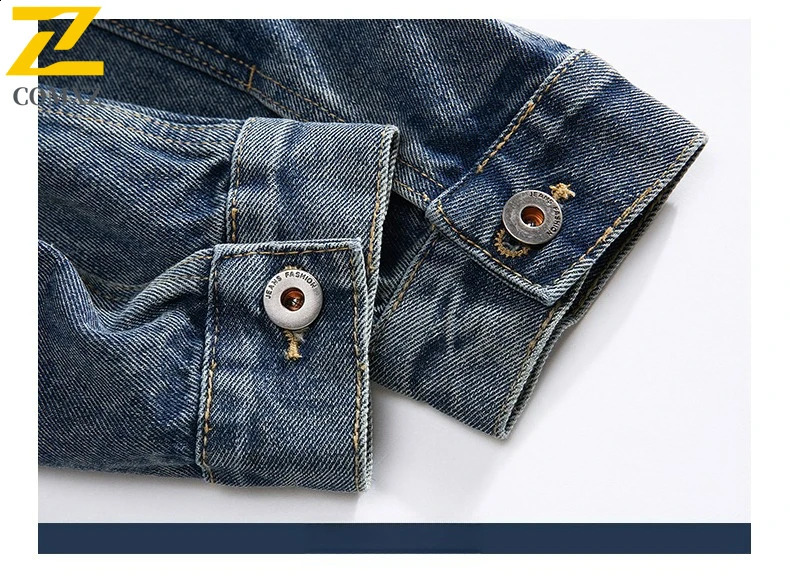COMXZ Men Solid Denim Jackets 2025 Fashion Motorcycle Vintage Jeans Hommes Slim Fit Streetwear Style Autumn Coat 251017