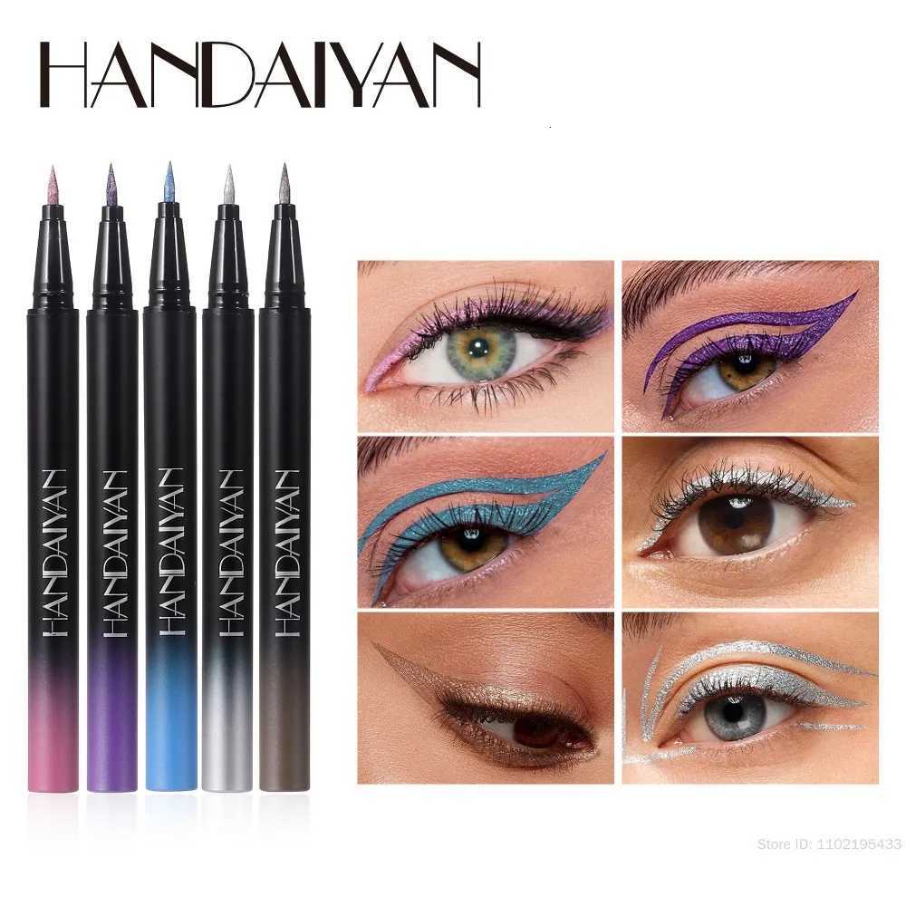 Metallic Gold Purple Liquid Eyeliner Pen Set High Gloss Highlighting Waterproof Quick Dry UltraFine Pearlescent Black Eye LineL251024