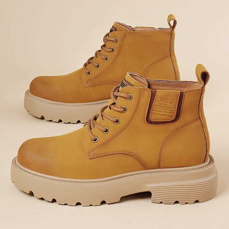 New Arrival Mens Motorcycle Boots Casual Leather Punk Ankle Boots Fashion Basic Botas Versatile High Top Shoes Sneakers W251024