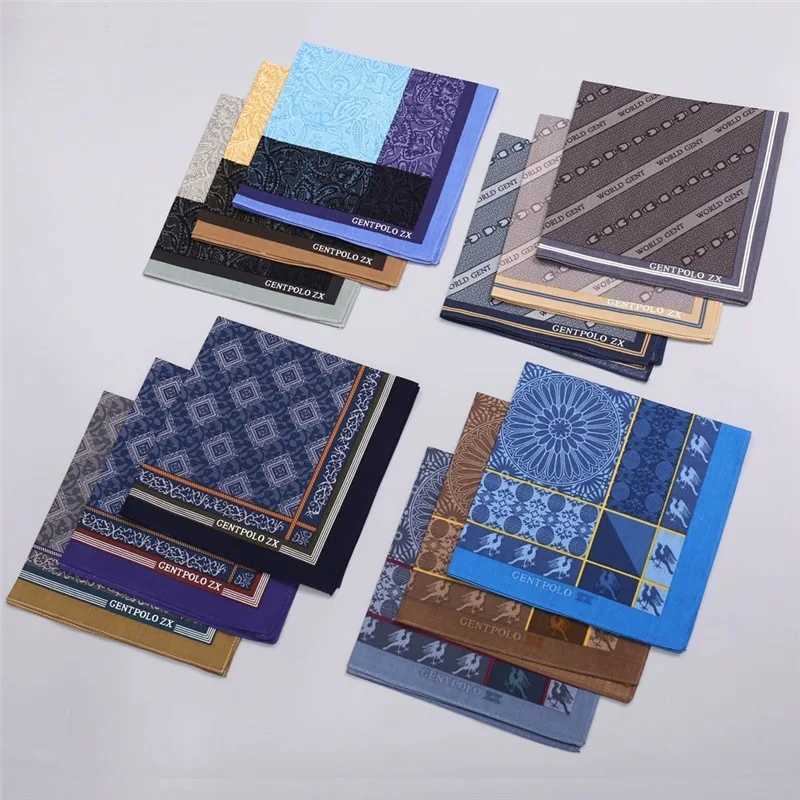 3Pcs Mens Pure Cotton Printed Plaid Handkerchief Summer Thin Oldfashio Nostalgic Cotton Soft Square Towel Hand 43 43cm Y251024