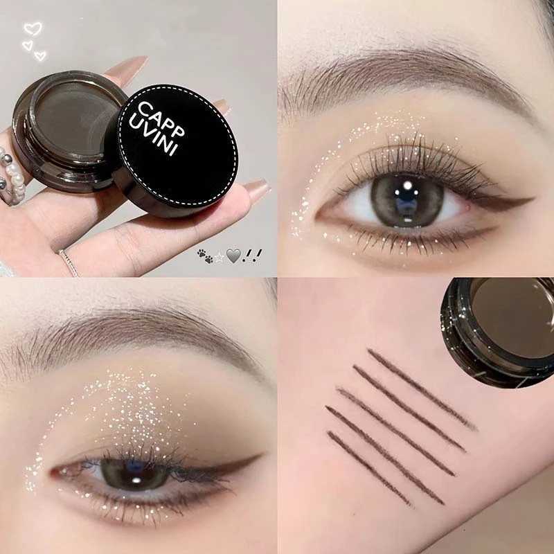 Black Eyeliner Cream with Brush Set Waterproof Beauty Cosmetics Long Lasting Brown Eyeliner Eyebrow Silkworm Gel Makeup ToolsL251024