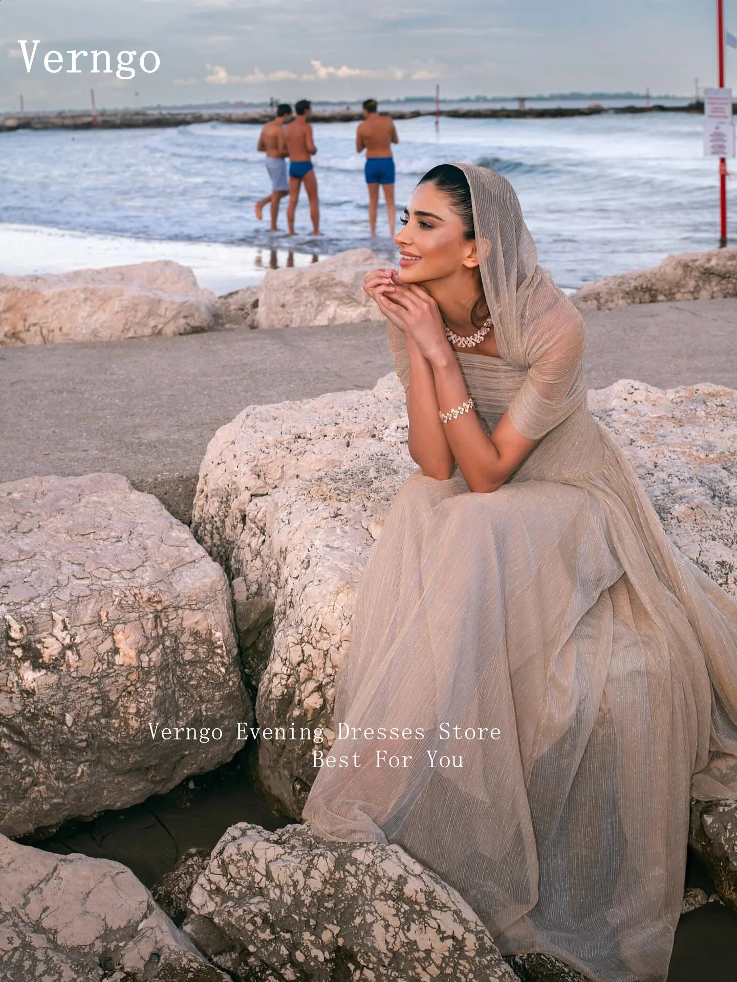 Verngo Shiny Off The Shoulder Evening Dress Elegant A Line Formal Occasion Dresses Celebrity Pleated Party Gowns Customized 251023