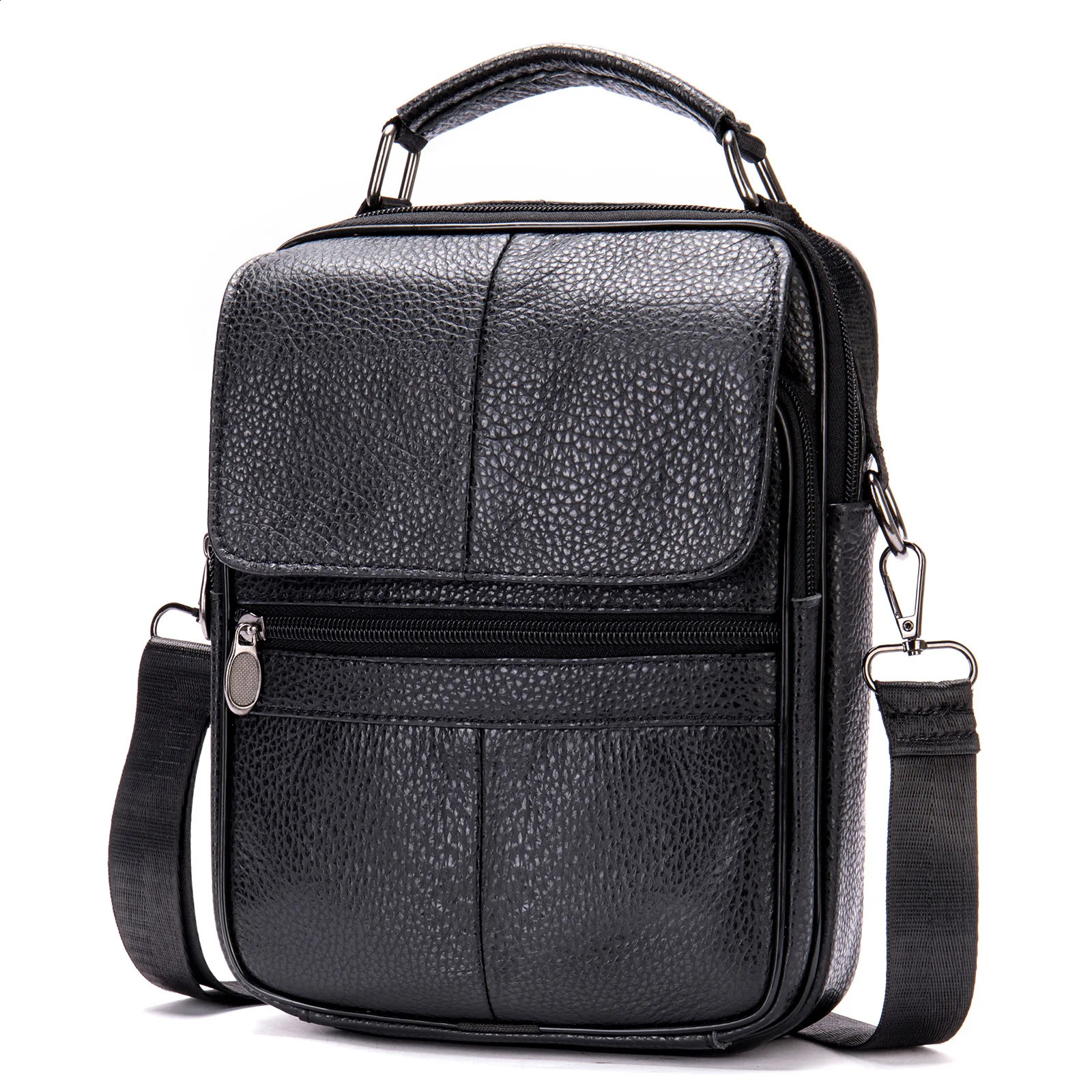 Genuine Leather vertical crossbody bag for men cowhide singleshoulder high quality casual business and trendy message 251018