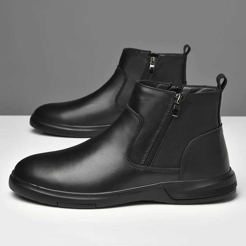 High Quality Mens Ankle Boots Classic Genuine Leather Chelsea Boots High Top Formal Business Shoes New Male Casual Walking Botas W251024