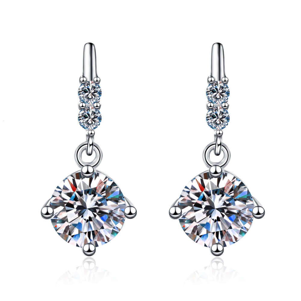DHCollections-- XDY Pure Sier Four-Prong Internet Celebrity Style 1 Moissanite Stud Earrings