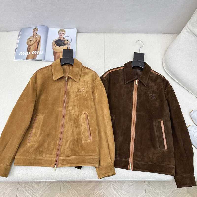 Men's Jackets Designer 25 Early Autumn New Melad Sweet Cool Girl Color-Block Leather Trim Suede Jacket Coat