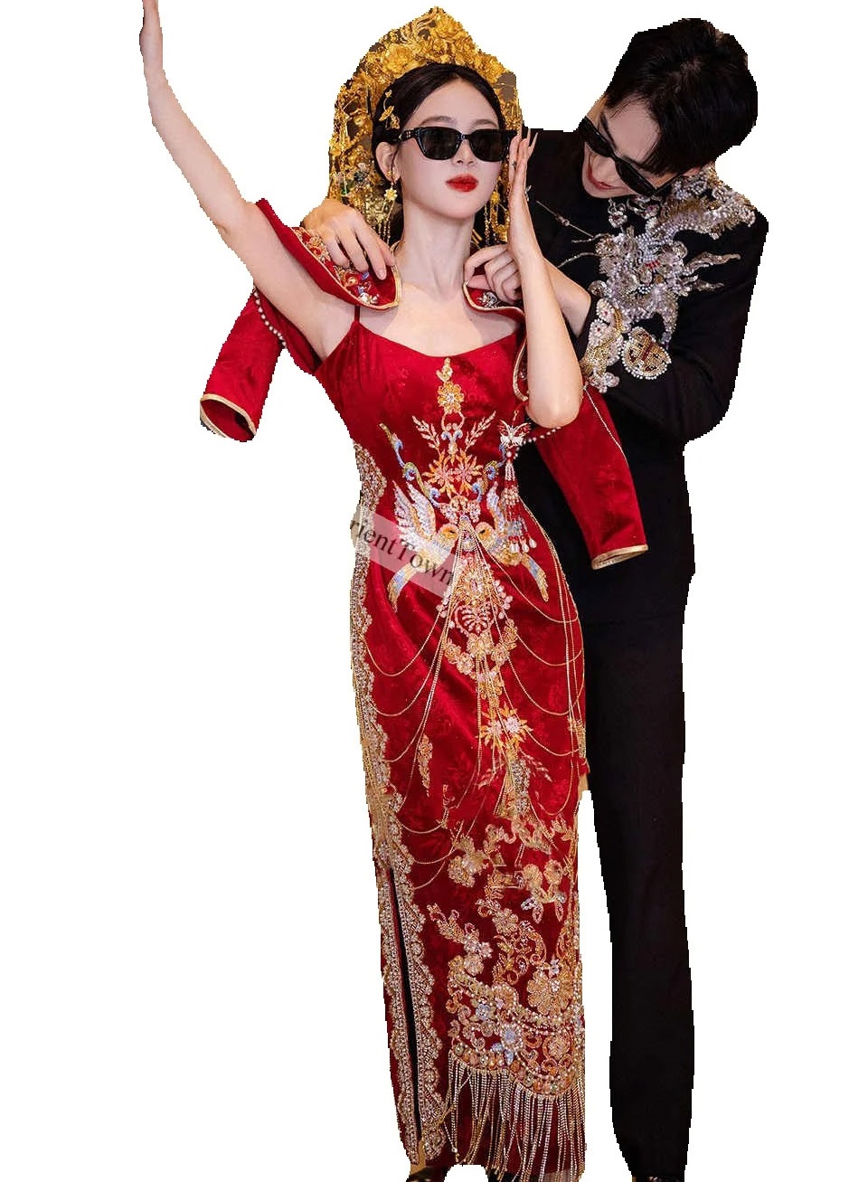 Asian in OrientTown Bride Wedding Dress Xiuhe Traditional Chinese Toast Ceremony Tops + Skirt Sets for Lady Party Attire CT043