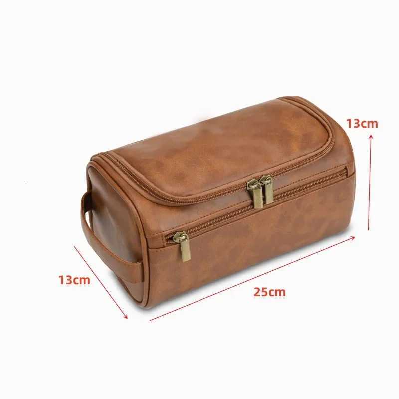 Mens Vintage Toiletry Bag Luxury Travel Cosmetic Case Hanging Wash Bag for Business Trips Male Makeup Organizer Storage PouchT251024