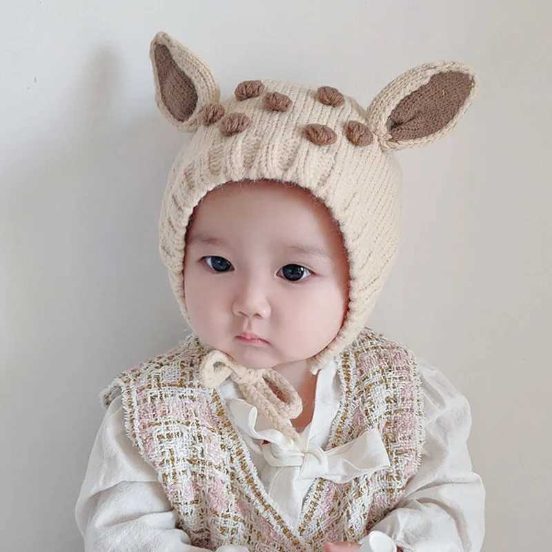 Kids Christmas Cap Cute Elk Baby Ear Protection Hat Cartoon Children Beanie Winter Warm Earmuffs Bonnet Newborn Knitted Hat GiftL251024