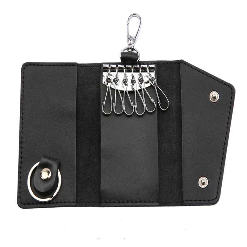 Portable Leather Housekeeper Holders Car Keychain Key Holder Bag Case Unisex Wallet Cover Simple Solid Color Storage Bag Z251023