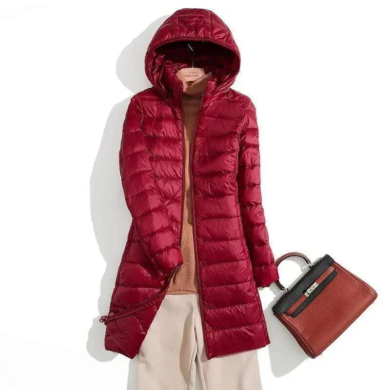 Plus Size 5Xl 6Xl 7Xl Fall Women's Autumn Winter Ultra Lightweight Packable Long Puffer Jacket Female Hooded Korean Slim Coats Designer Women