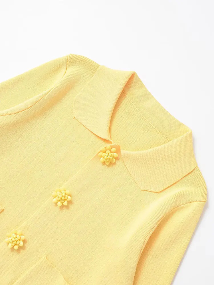 Women Fashion With Beaded Buttons Knit Cardigan Sweater Long Sleeve Patch Pockets Female Outerwear Chic Tops 251013