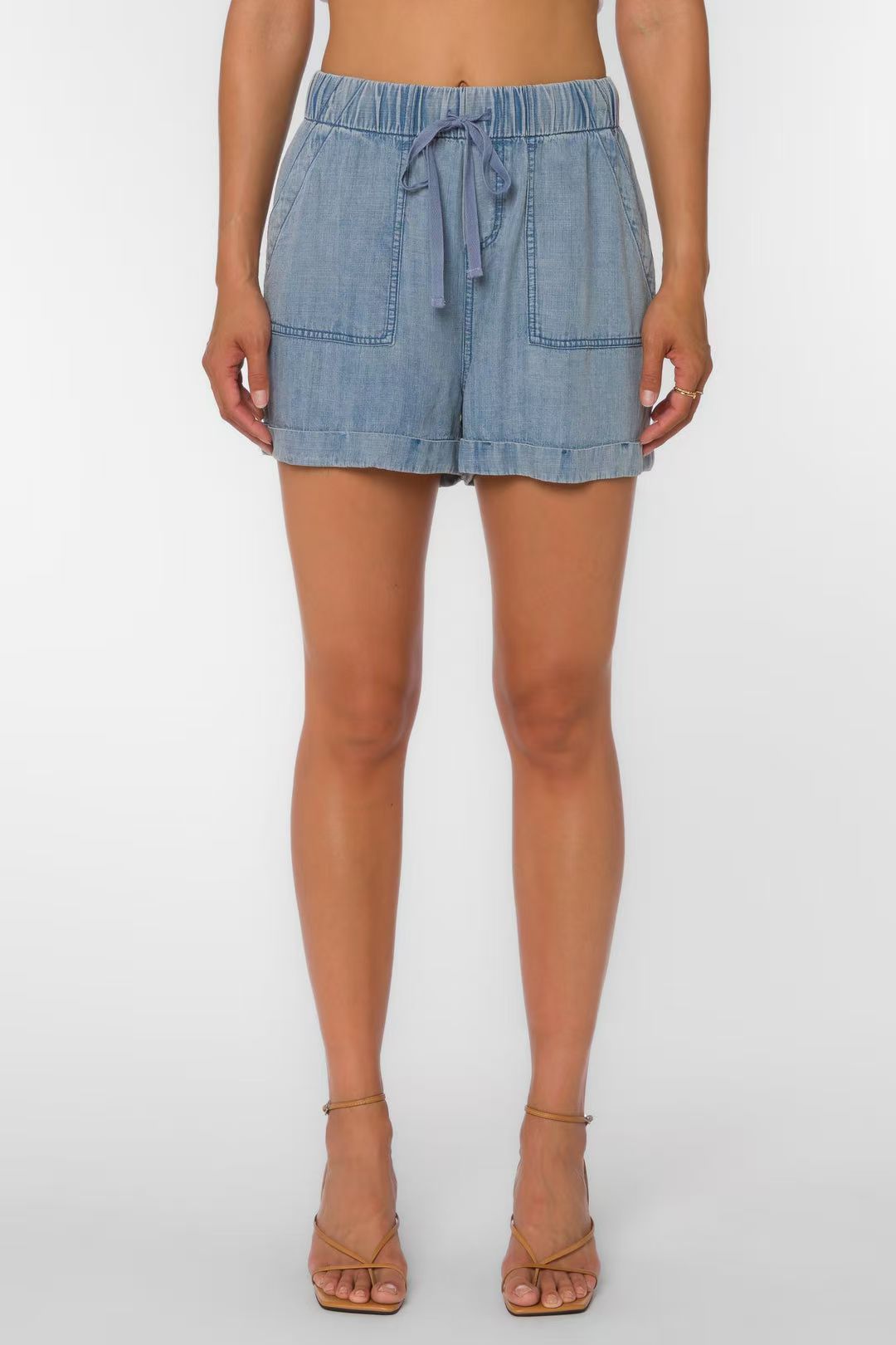Advanced LYRA Medium Stone Women's Cowboy Shorts - Elastic Waist, with Drawstring, Ideal for Casual and Summer Wear, Comfortable and Fashionable 