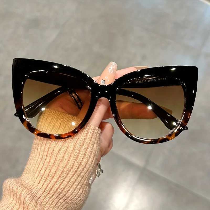Retro Gradient Lens Cat Eye Sun Shades Large Sunglasses For Women Leopard Fashion For Vacation Beach PartyT251024