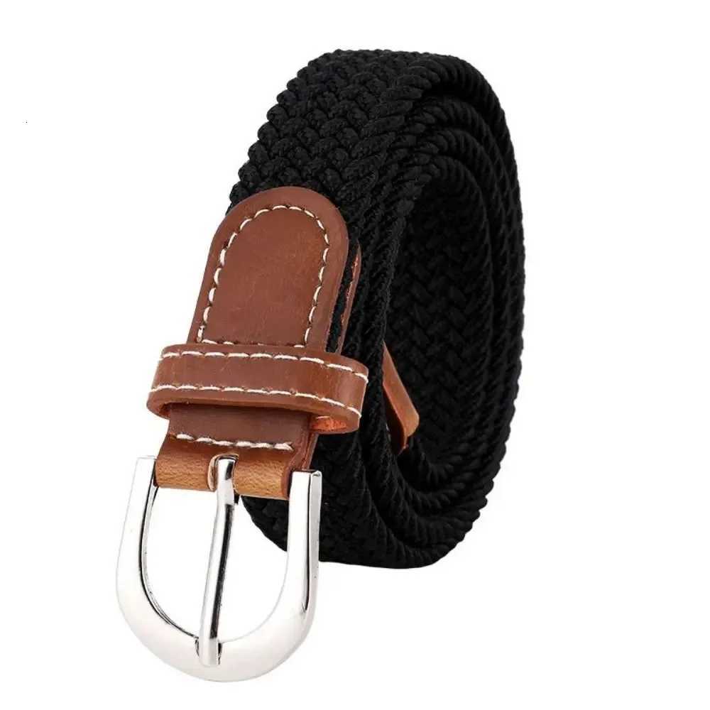 Casual Elastic Waist Belt Adjustable Canvas Woven Strap with Alloy Pin Buckle NoHole Stretch Design for Men and Women W251024