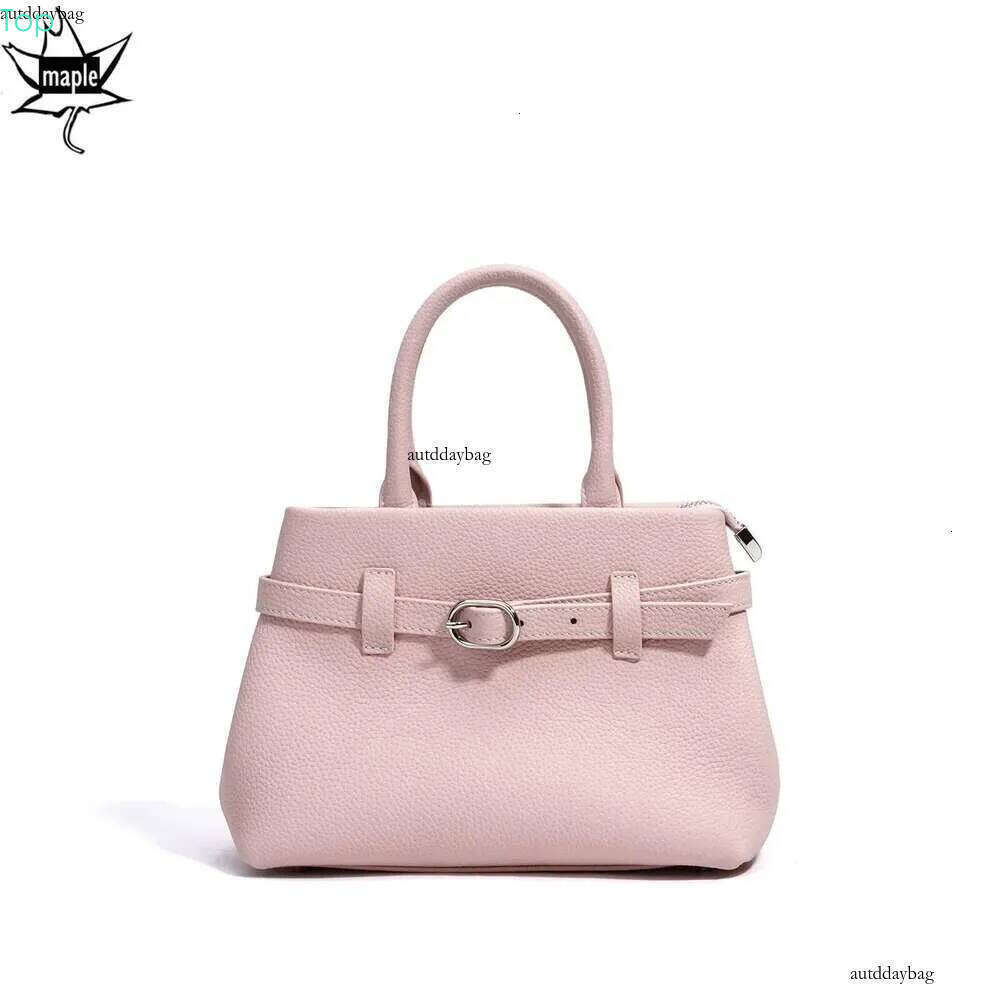 New 2025 Spring Pink Matcha Exquisite And Compact Tote Small Genuine Cow Leather Women Shoulder Crossbody Bag