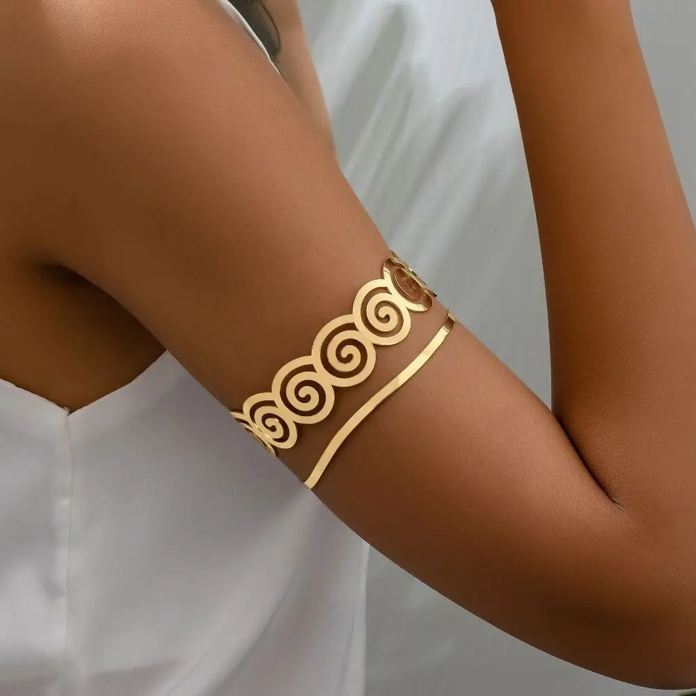 Elegant Metal Tassel Arm Chain Adjustable Multi Style Wide Open Bangle Retro Fashion Opening Arm Bracelet Womens Accessories 251016