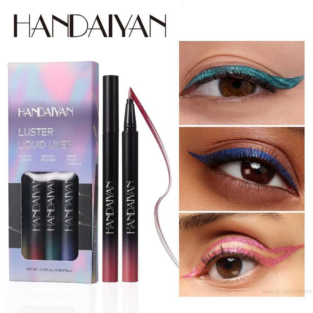 Metallic Gold Purple Liquid Eyeliner Pen Set High Gloss Highlighting Waterproof Quick Dry UltraFine Pearlescent Black Eye LineL251024