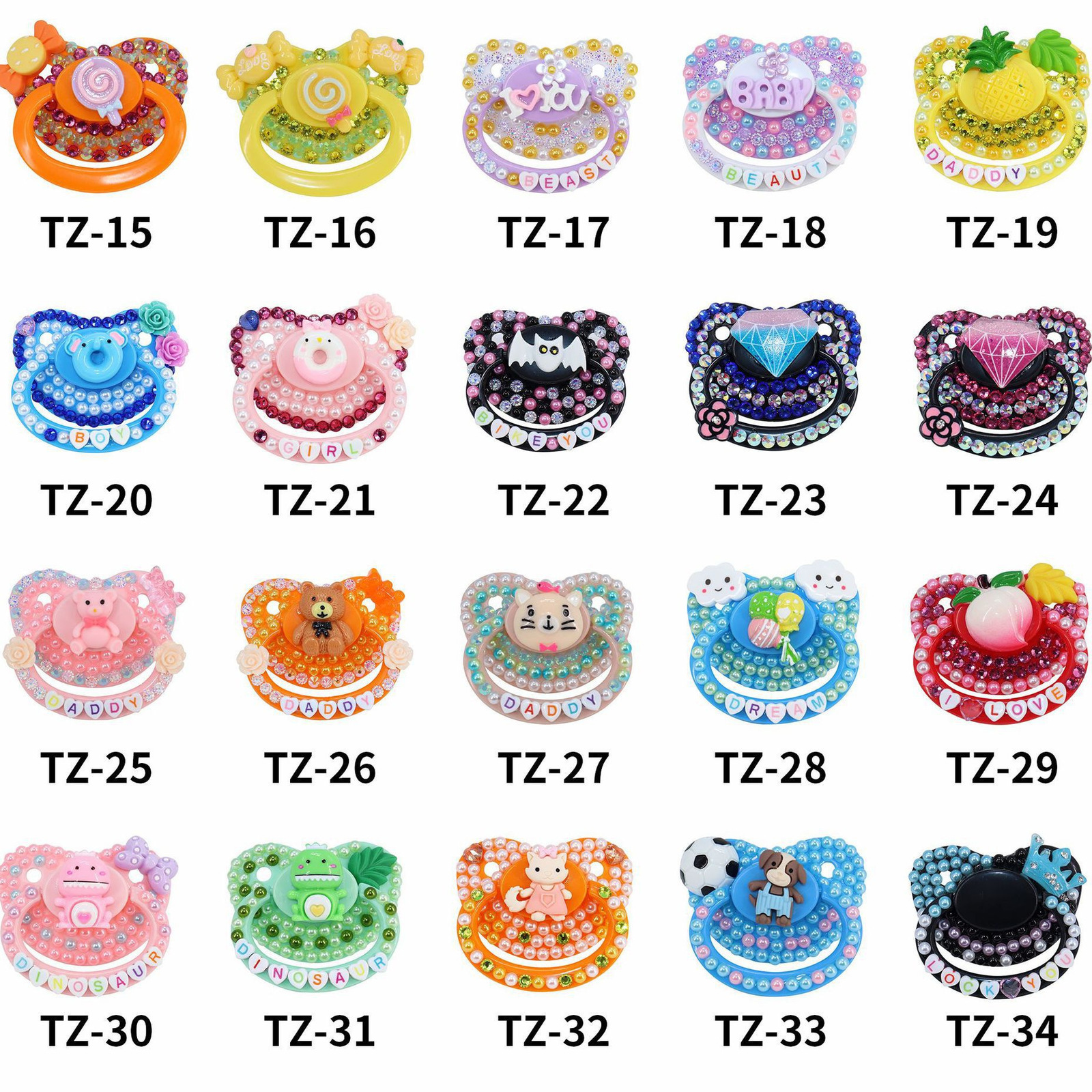 Adult Pacifier Adult ABDL Luxury Mouth Toy Large Pacifier with Rhinestones Relieve Anxiety