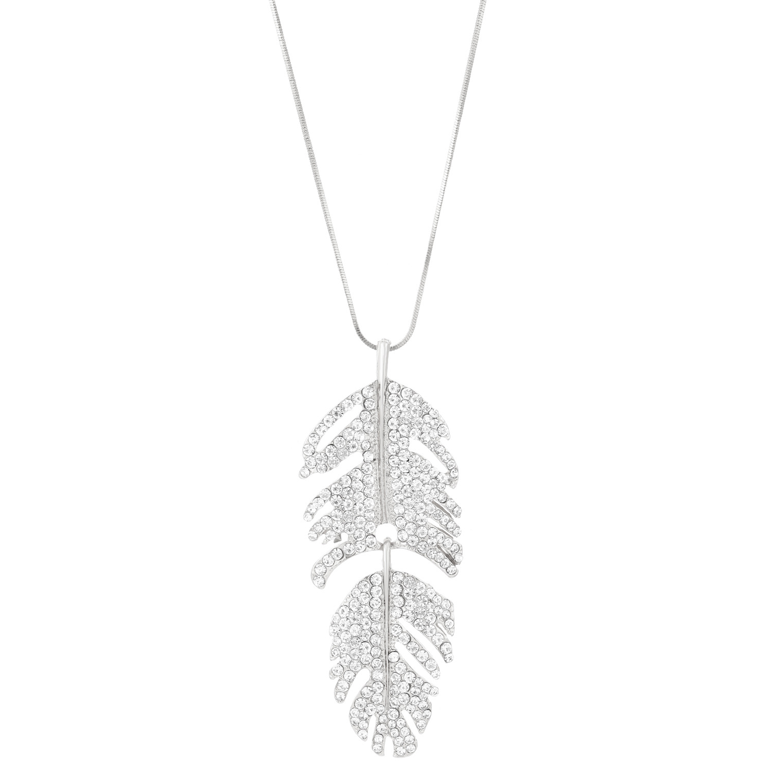 Luxury necklace Fashionable full diamond texture feather necklace tassel autumn and winter sweater chain gift for women Gold necklace free shipping