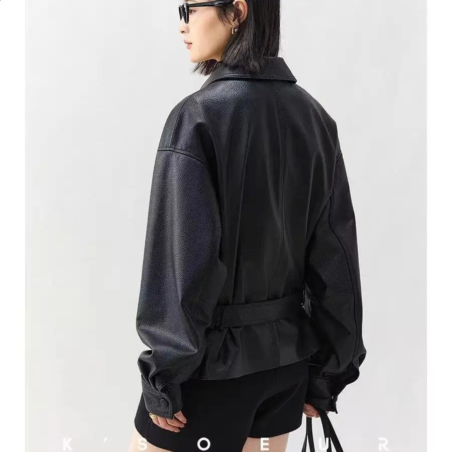 High Quality Womens PU Leather Jacket Autumn Artificial Leather Coat Fashion Ladies Motorcycle Leather Jackets Tops 251020