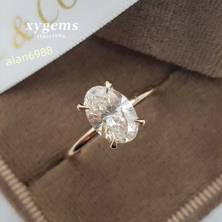 14k18k Genuine Rose Gold Oval Shaped Moissanite Engagement Ring