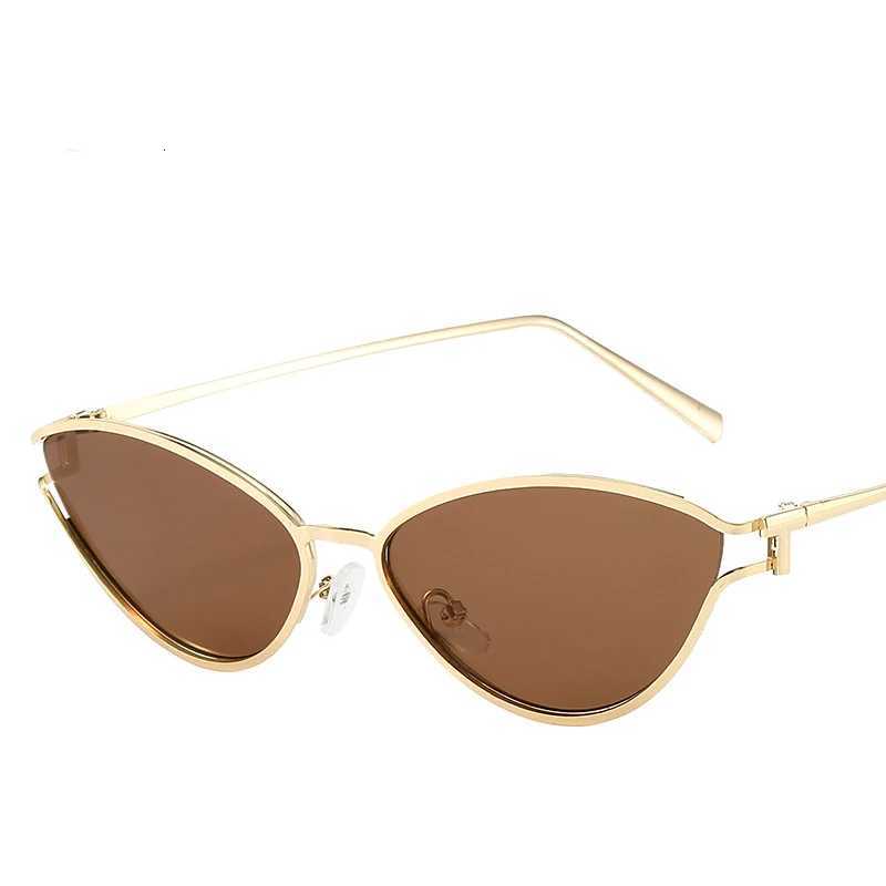 Brand Small Cat Eye Sunglasses Women Luxury 2042 Unique Metal Frame Brown Sun Glasses Trendy UV400 Eyewear Shades VintageT251024