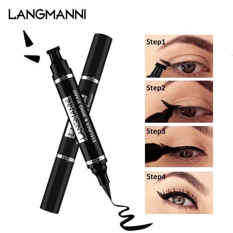 Doublehead Waterproof Liquid Eyeliner Quick Drying NonBlooming Sweat Proof Stamp Liner Pen 2 In 1 Long Lasting Eye MakeupL251024
