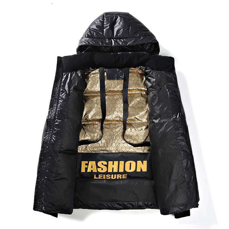 Winter Jacket Men's Trendy Brand Black Gold Bright Waterproof Warm Parka Short Women's Casual Down Cotton Padded Coat