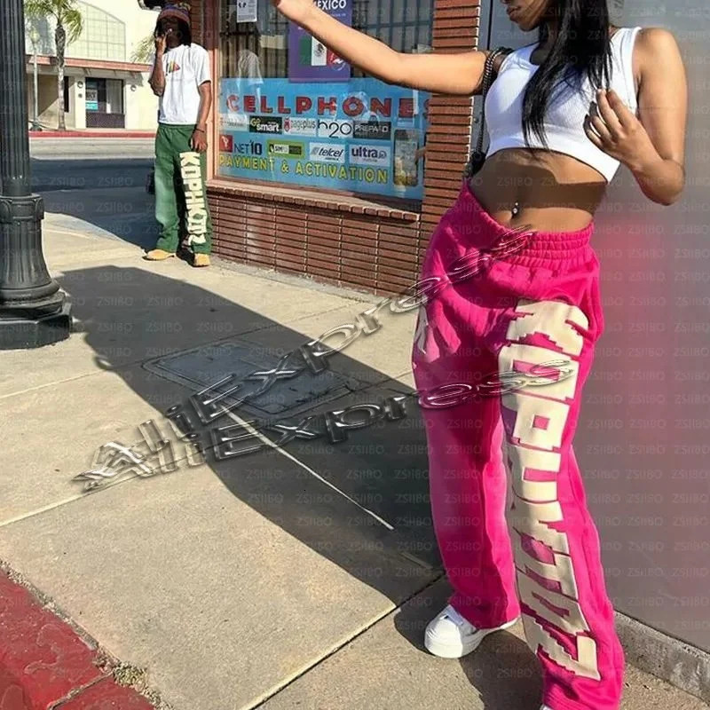 Mens Y2K Sweatpants Loose Elastic Waist Casual High Street HipHop Dance Streetwear Moto Pants 251020