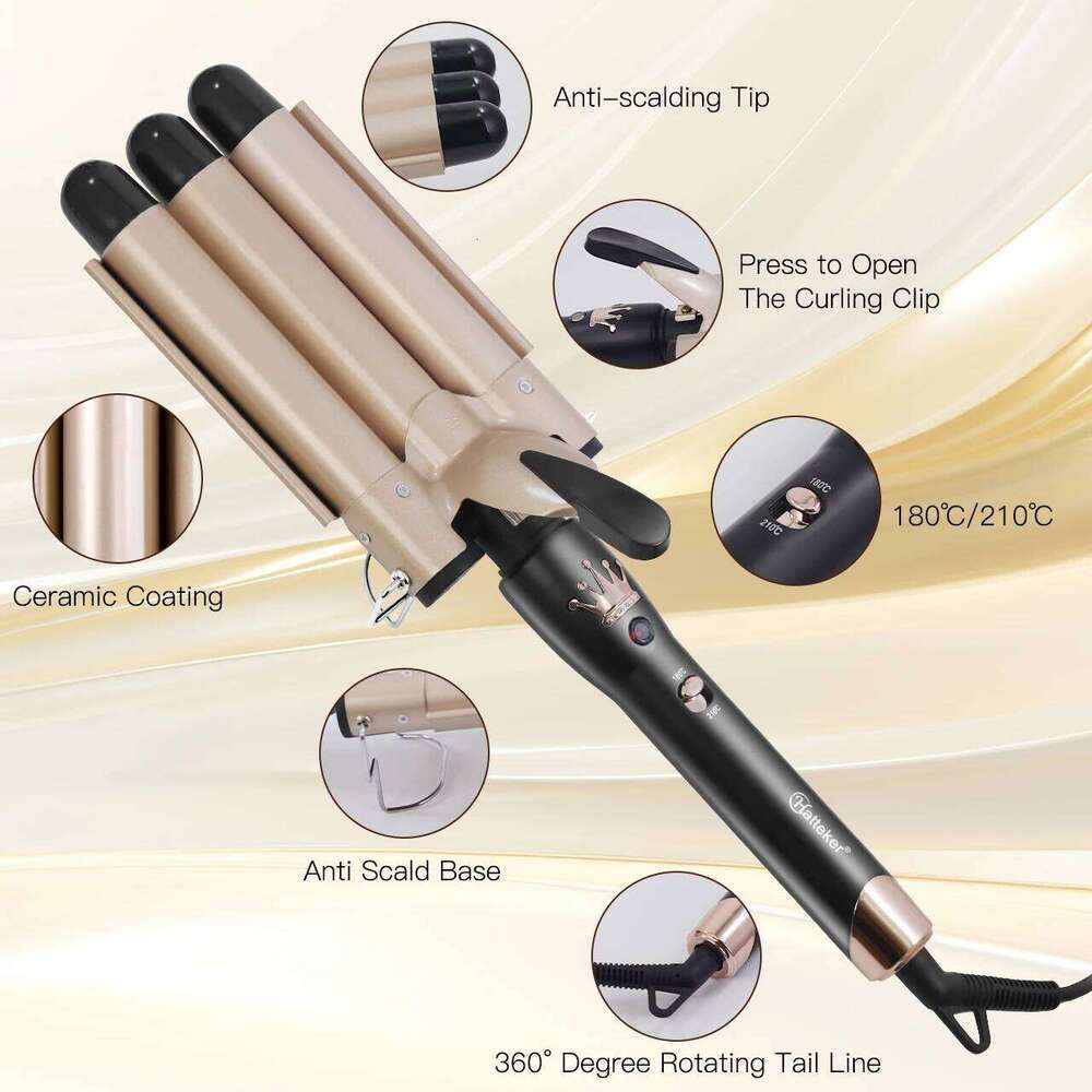 Hatteker 25MM Curling Iron Egg-Shaped Salon Professional Constant Temperature Hair Protection Negative Ion Big Wave