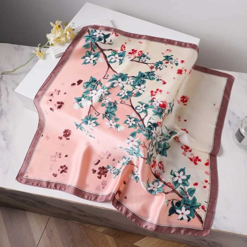 Luxury Printed Silk Scarf Wen Simated Silk Elegant e Versatile Heaear Bag Accories Clothing Fashion Square Scarf Y251024