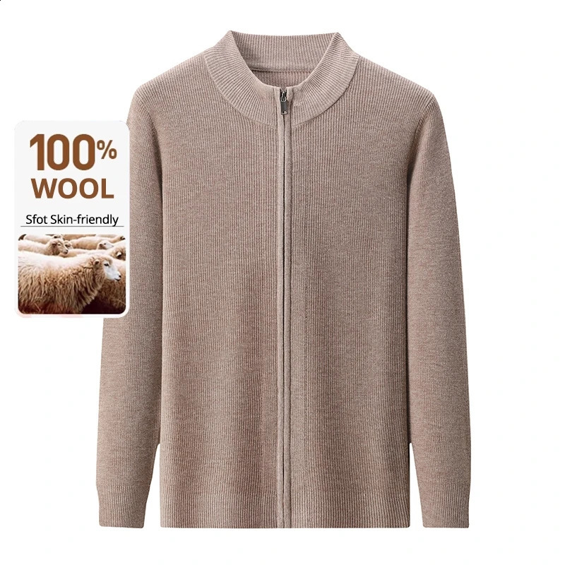 High End 100 Australia Wool Cashmere Fashion Knit Cardigan Men Sweater Casual Zip Up Autum Winter Coats Jacket 251015