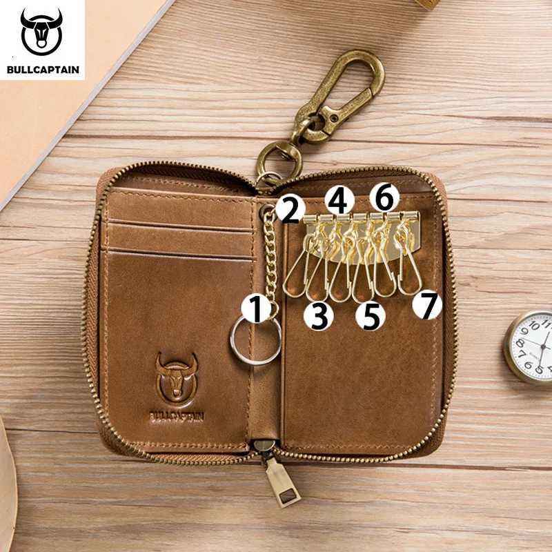 BULLCAPTAIN Genuine Leather Mens Key Card Bag Highquality Multifunction Key Box Car Key Chain Wallet Mini Card Bag Key Clip Z251023