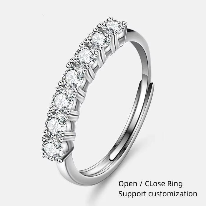 Vvs Clarity Moissanite Diamond Ring Super Flashing S925 Silver Trendy Jewelry Open Adjust Rings for Lady Wedding Gift