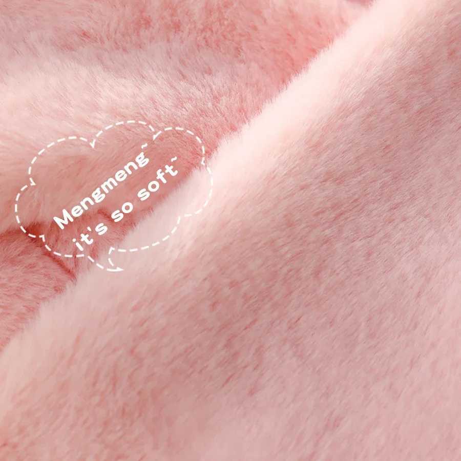Girls Winter Warm Scarfs Thick Plush Cross Childrens Scarf Baby Bib Cute Cartoon Rabbit Faux Fur Cross Neckerchief Protection S Y251024