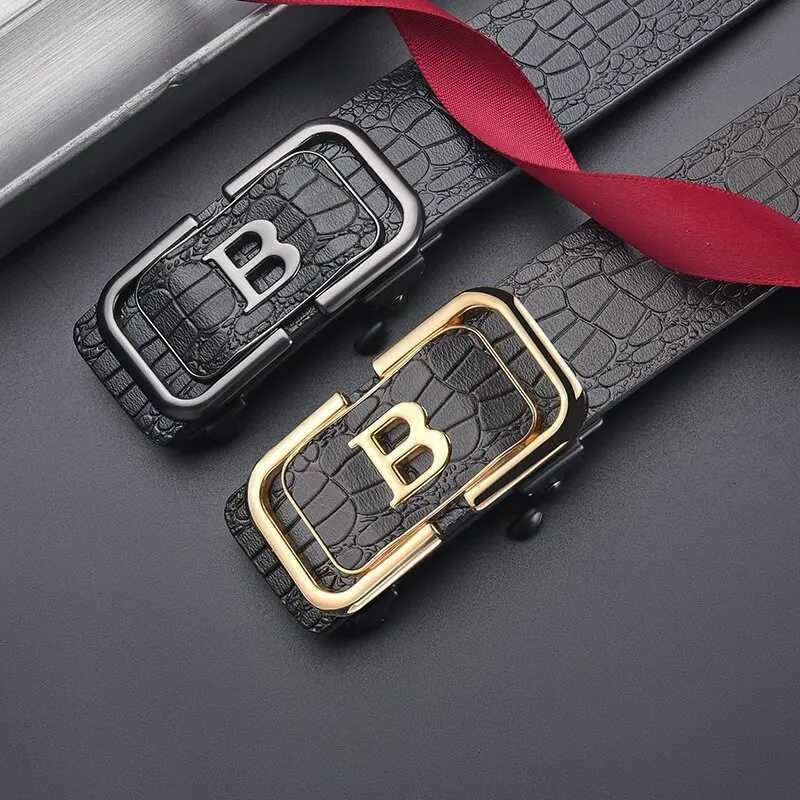Personalized Simple Crocodile Pattern Automatic Buckle Belt Paired With Casual Business Belt Fashion Mens Unique Design Belt W251024