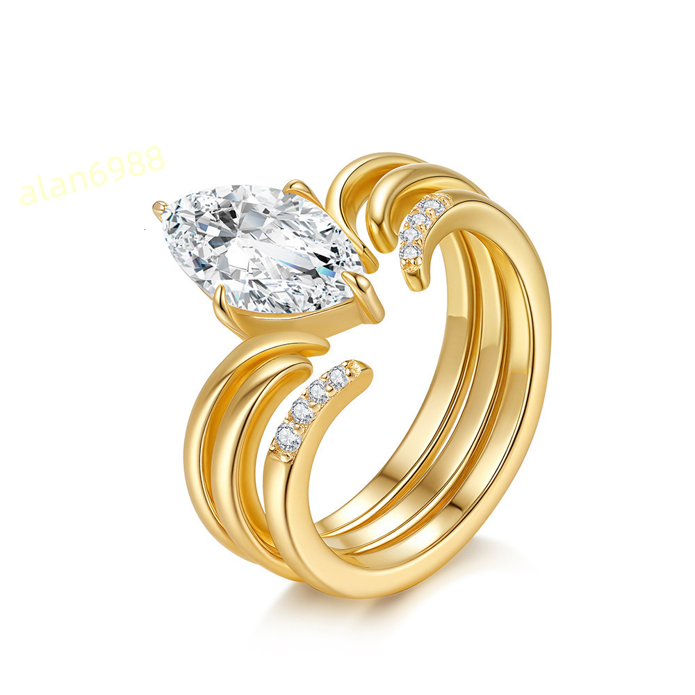 S925 Sterling Silver Moissanite MultiLayer Ring Womens HighGrade Statement Jewelry with Cold Style Fashion Personality Design