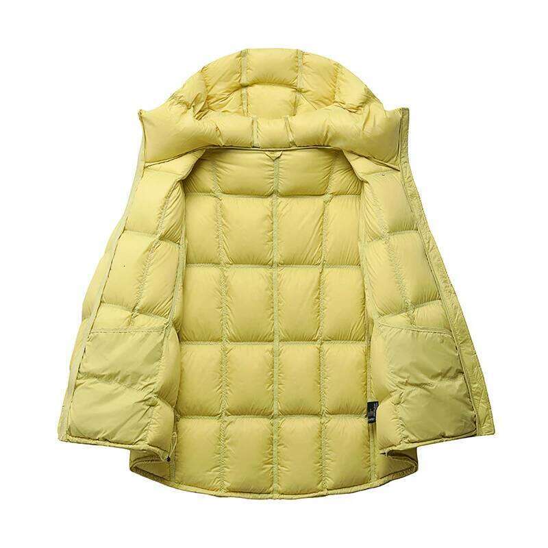Women Light White Down Jacket With Hood Loose Over Size Casual Autumn Winter Outwear Square Warm Short Coat 2025 New Womens Coat