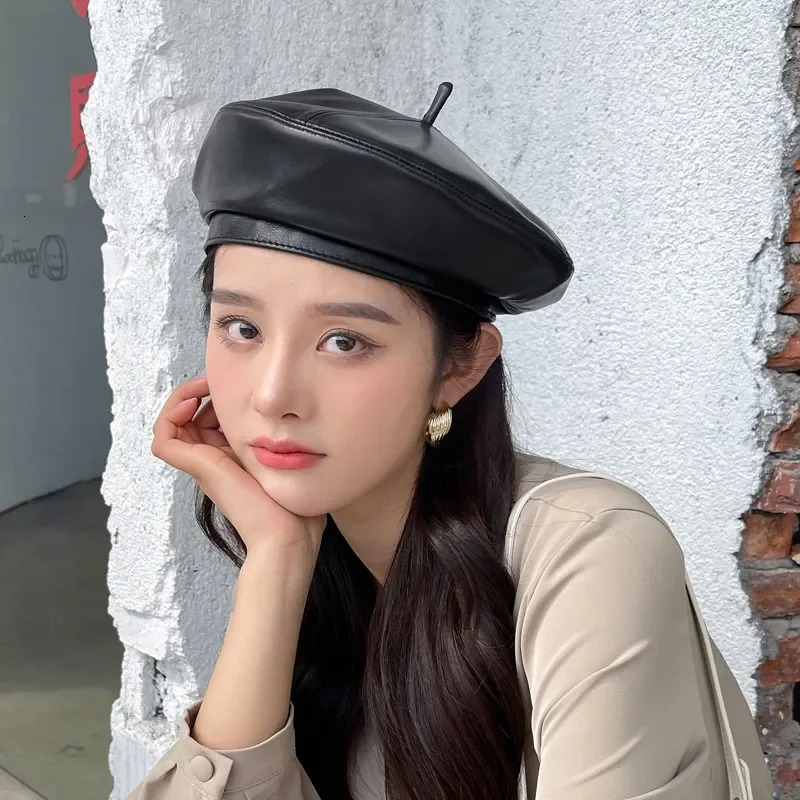 Fashion Felt 100 High Quality Real Leather Beret Hat Women Cap Female Ladies Beret Girls For Spring Autumn Pumpkin Hat 251023