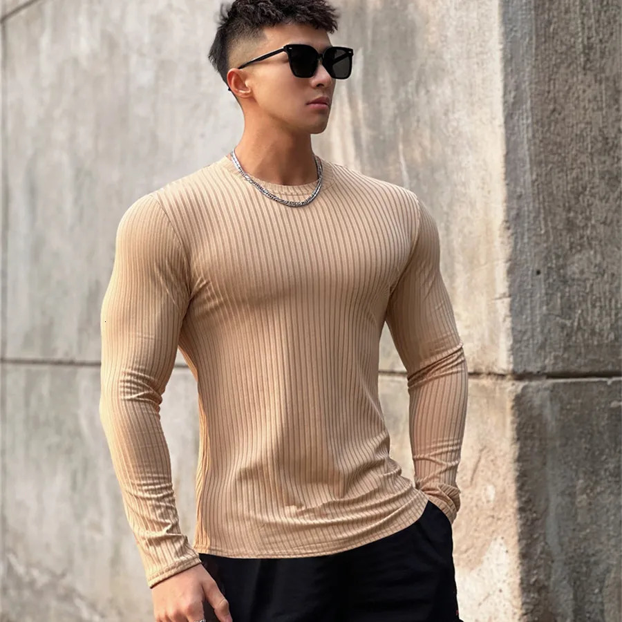 mens T shirt Solid colors Long Sleeve Slim Tshirt young men Pure color tee shirt Casual Tee men Long Sleeve tops 251024 - view 4