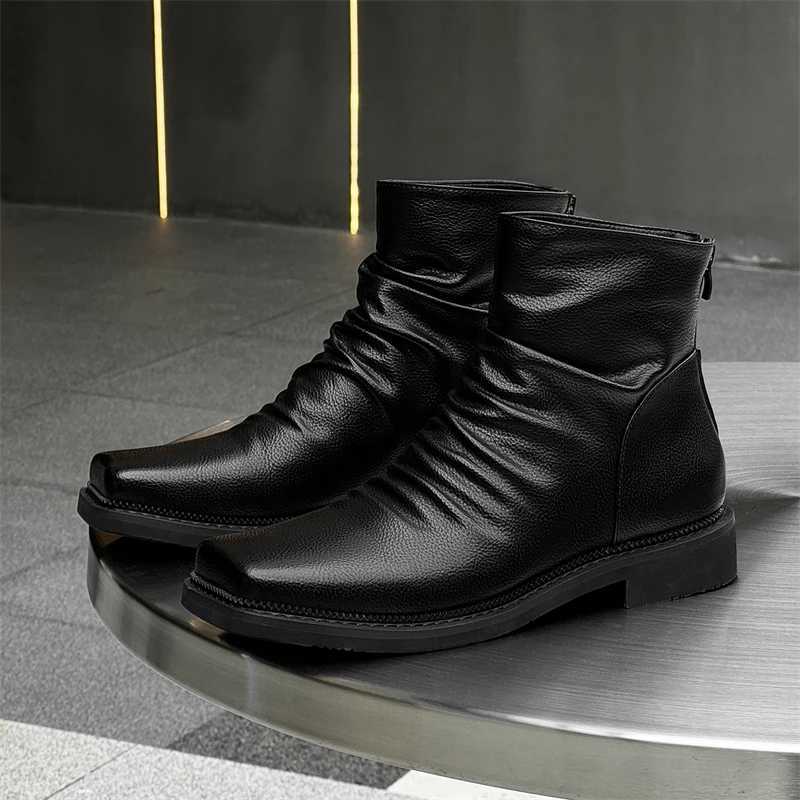 High Quality Ankle Boots Men Leather Winter Vintage Soft Leather High Top British Style Zipper Wedding Dress Business Mens Boots W251024