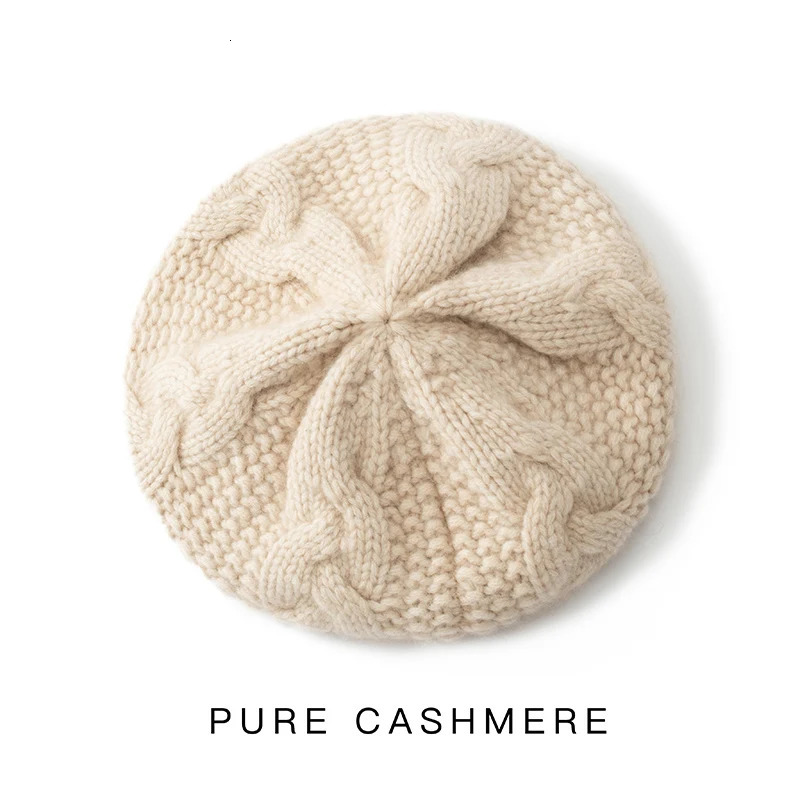 Women 100 Cashmere Berets French Artist Style Warm Winter Beanie Hat Retro Beret Solid Elegant Lady All Matched Autumn Caps 251023