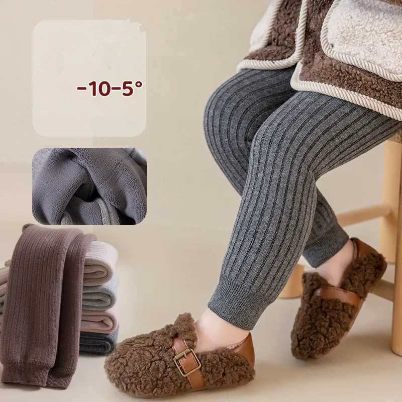 Autumn Winter Baby Boys Girls Thicken Warm Pants Leggings Tights Fleece Lining Stretch Kids Children Knitting TrousersT251024