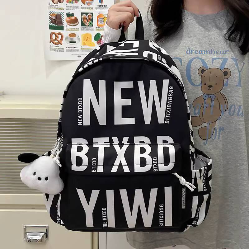 Student Women, Simple and Versatile, Ins Style Commuter Backpack, College Style, Personalized Trendy Brand, Letter Backpack for Men