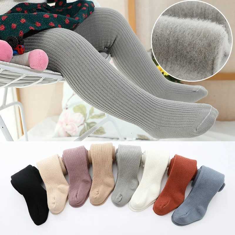 06Y Winter Infant Baby Girls Fleece Lining Stripes Leggings Plus Thick Warmth Cotton Tights Toddler Kids Keep Warm PantyhoseT251024